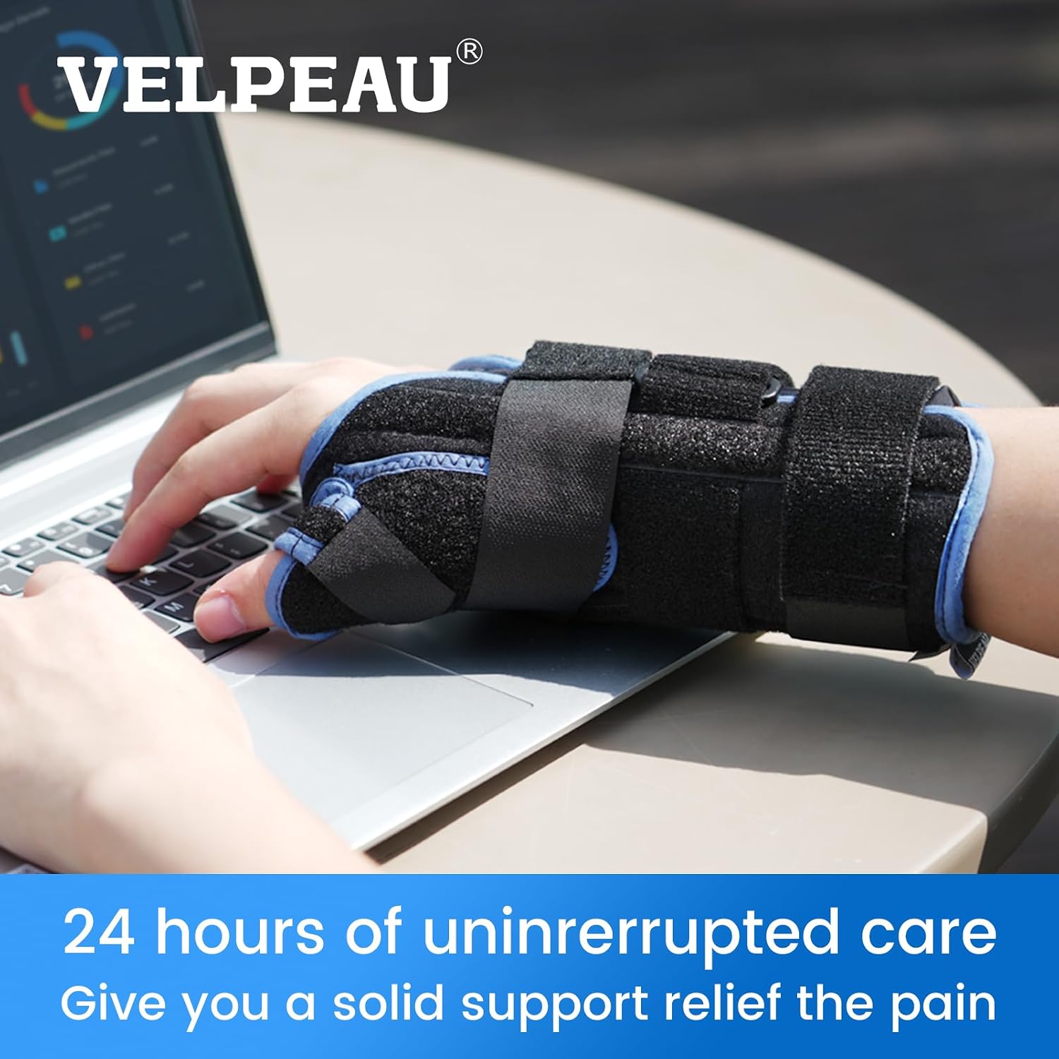 Velpeau Carpal Tunnel Wrist Brace with Thumb Stabilizer Night Support, Completely Stabilizes Wrist Thumb Joint, Pain Relief for Tendonitis, De Quervain's Tenosynovitis, Arthritis (Reg, Right Hand, M)