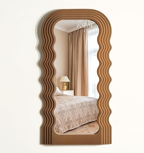 Miniatura 12 de Espejo de Pared Verde Decorativo para Entrada de Pasillo, Pequeños Espejos Decorativos Arqueados Irregulares para el Hogar, Oficina, Sala de Estar,