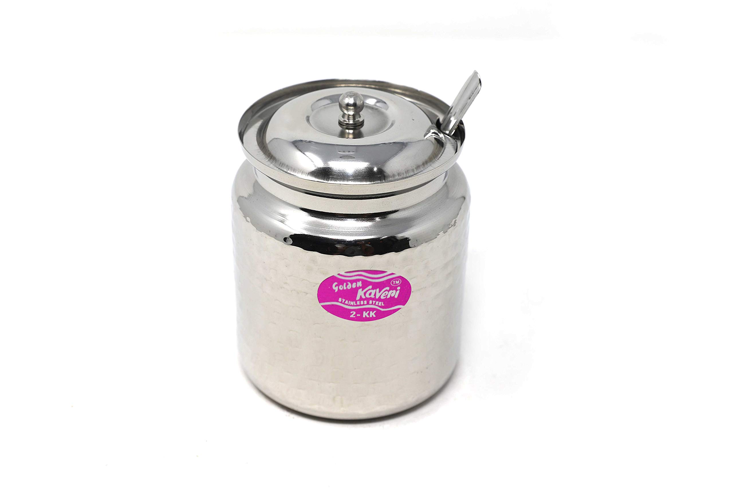 Kaveri Stainless Steel Hammered Tone Oil & Ghee Container, 600ml, Silver