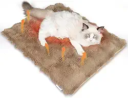 Cama para gatos autoaquecida, tapete para gatos e almofada de aquecimento com lã de pelúcia 61 cm x 45 cm, capa lavável, antiderrapante – almofada para gatos aquecidos em ambientes internos para
