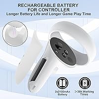 Vista 4 de VR Charger Dock for Quest 2 Accessories, Station Stand for Charging MetaOculus Quest 2 Controller Headset with Elite Strap Attached