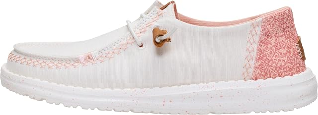 HEYDUDE HEYDUDE Women's Wendy Boho Butterfly Slip On Shoe, Snow White/Pink Size 5 | Lightweight Slip On Loafers | Easy On Travel Ready Fit