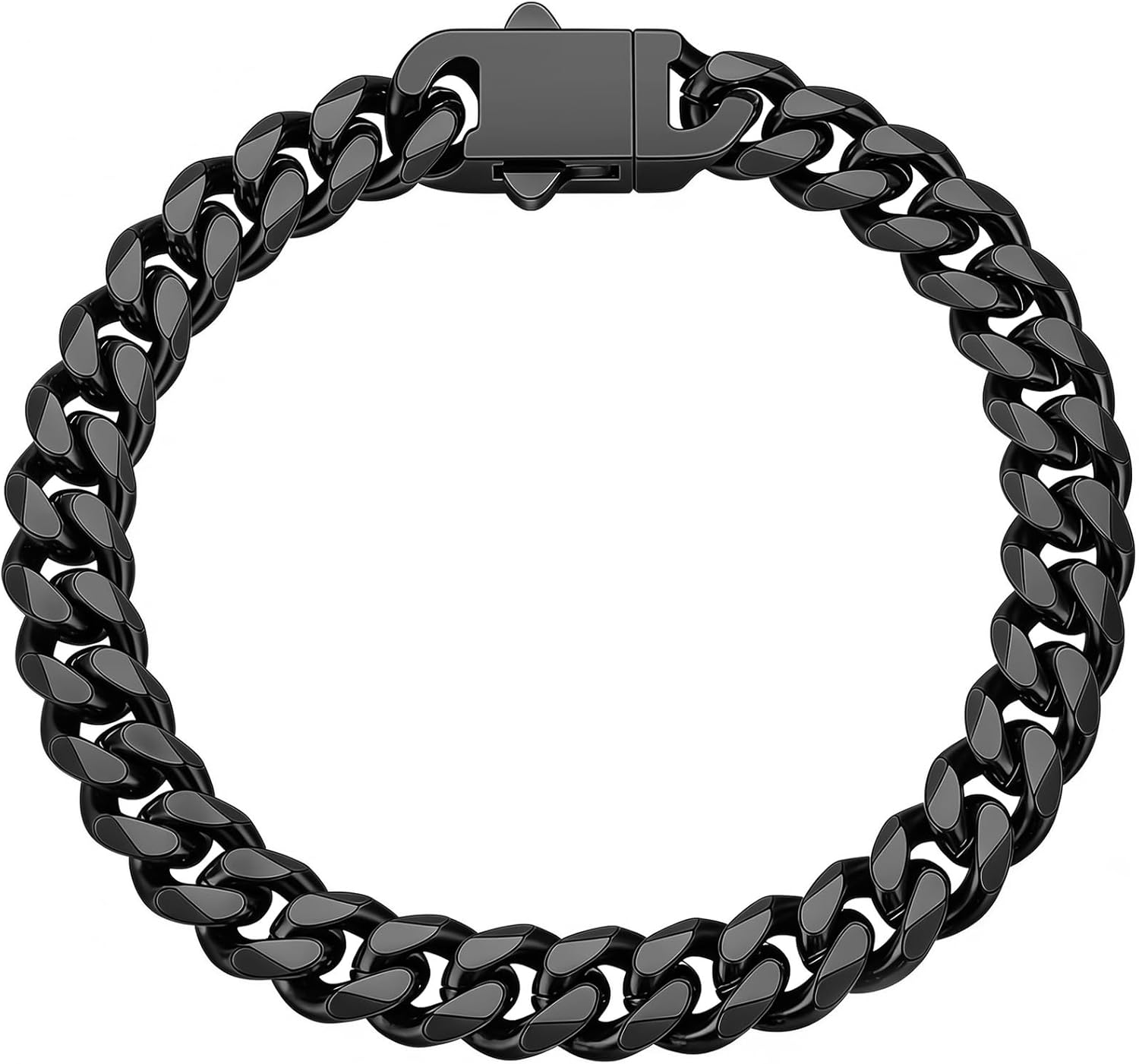 Fiusem Mens Black Bracelets for Men, Stainless Steel Cuban link Bracelet for Men