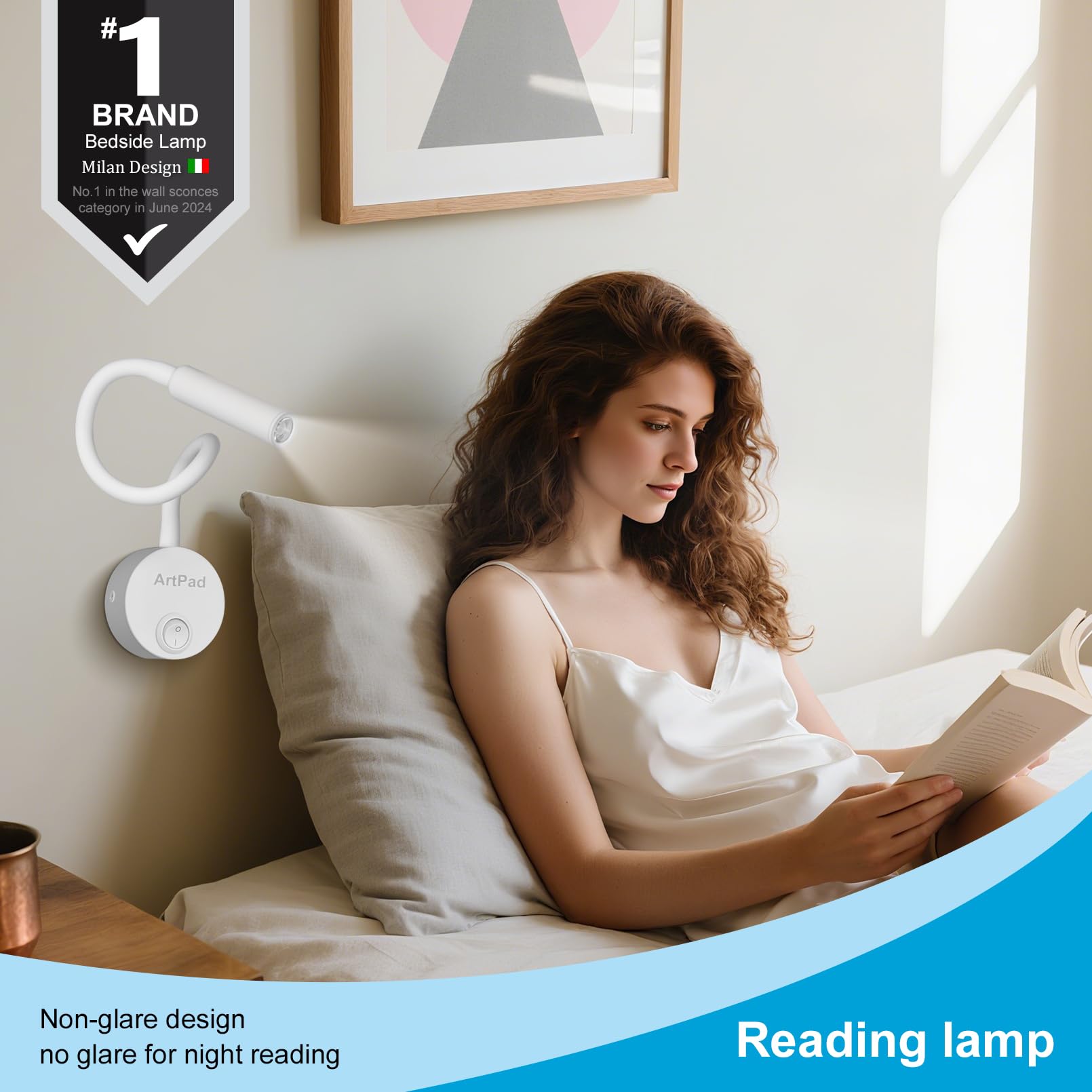 Faretto 2 pezzi, lampada da comodino con illuminazione bianca calda, morbida da notte da lettura minimalista montata su parete da 3 W con interruttore a pulsante