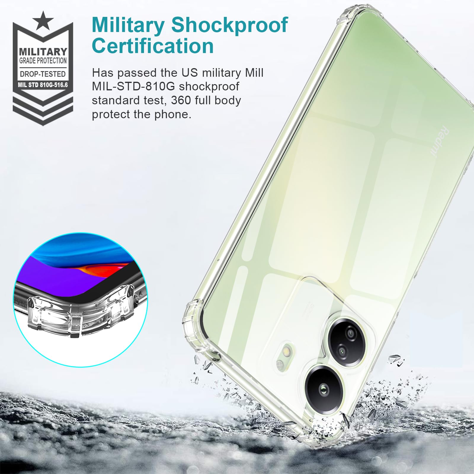 LeYi Coque Pour Redmi 13C 4G/5G Avec Verre Trempé [Lot De 2] + Film D