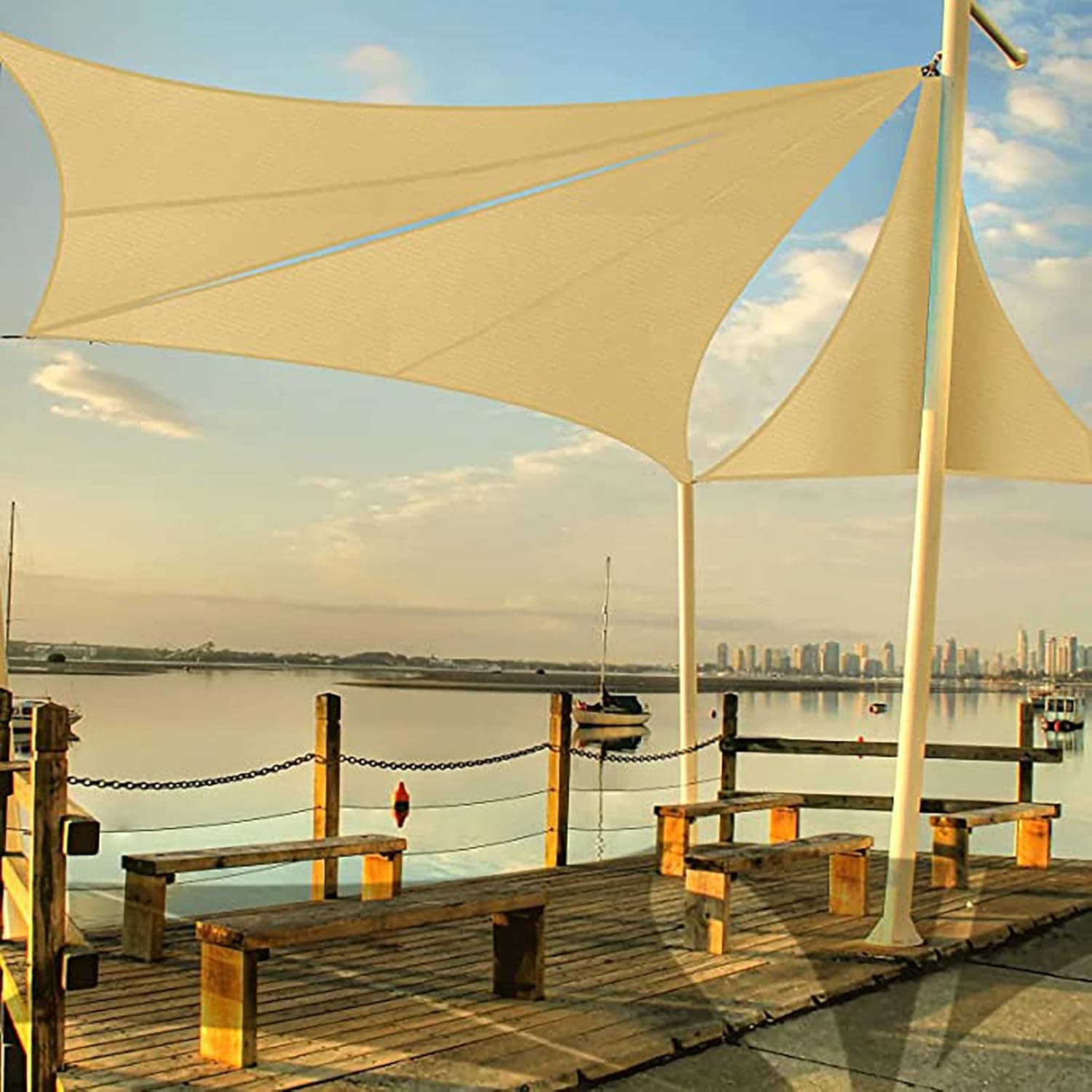 Sun Shade Sail Triangle 13x13x13ft, Sunshades for Patio Waterproof, Sunshade Sail Canopy, Pergola Cover Outdoor, UV Protection, Breathable, Resistant Tear, for Backyard Lawn
