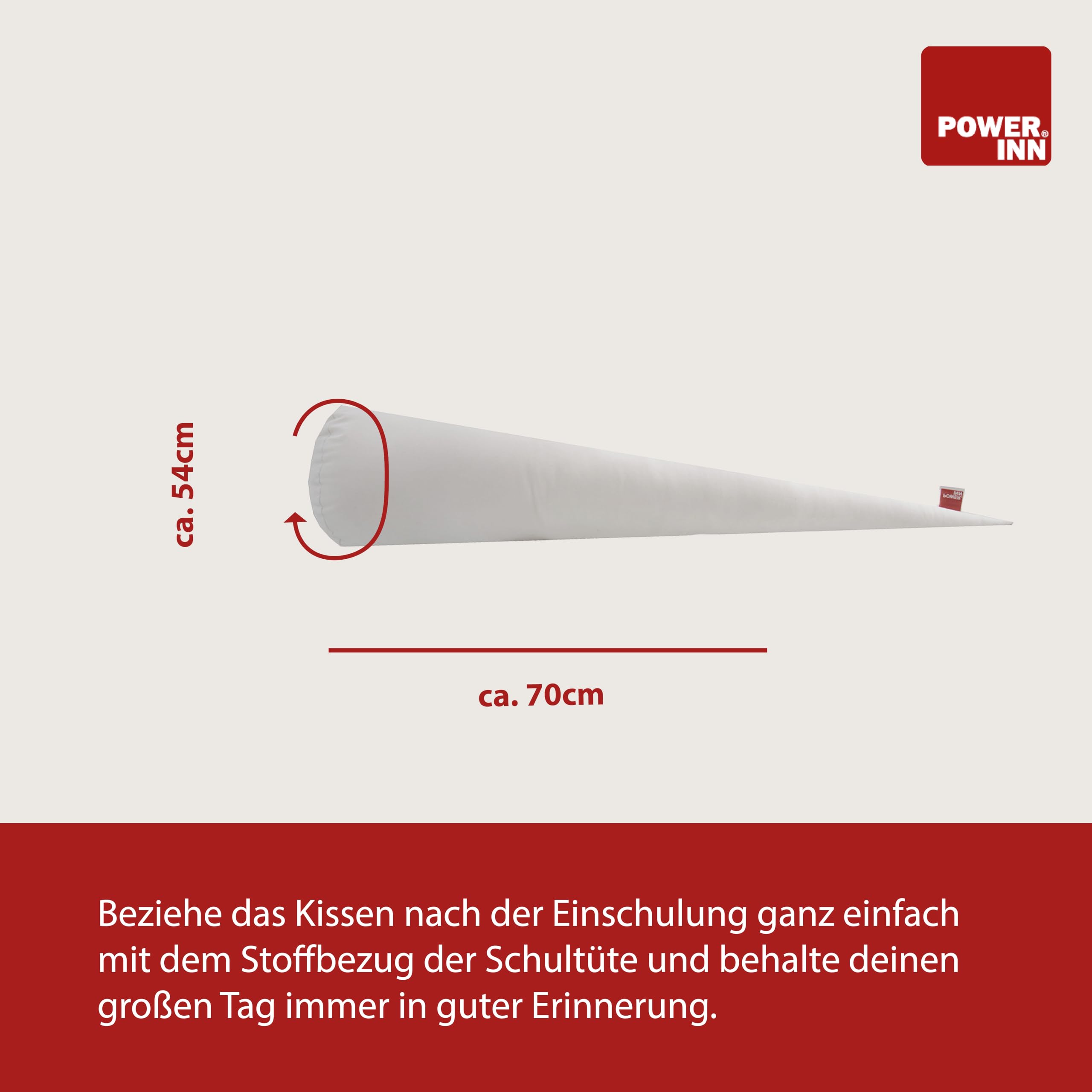 Schultütenkissen 70cm | Inlettkissen für Schultüte | Zuckertüte Innenkissen | (1, Weiß, 70 cm)