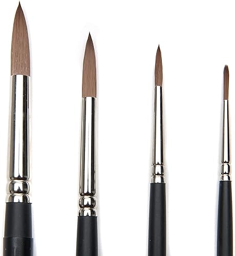 Miniatura 9 de AIT Art Select - Juego de 4 pinceles sintéticos de Sable - Hecho a mano en Estados Unidos - Juego de viaje compacto