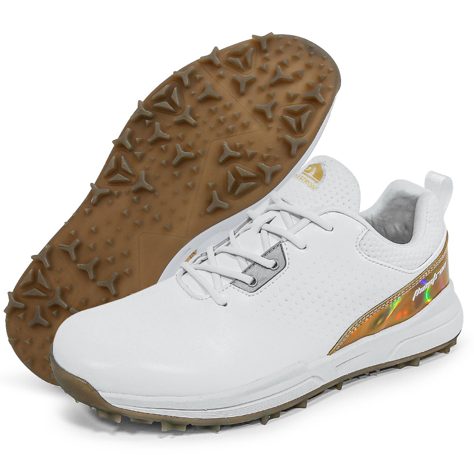 Zapato de Golf Impermeable sin Clavos Hombre Transpirables Ajuste Relajado Zapatos de Golf Cuero Profesionales
