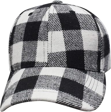 White Black Buffalo Plaid Cap at Amazon 