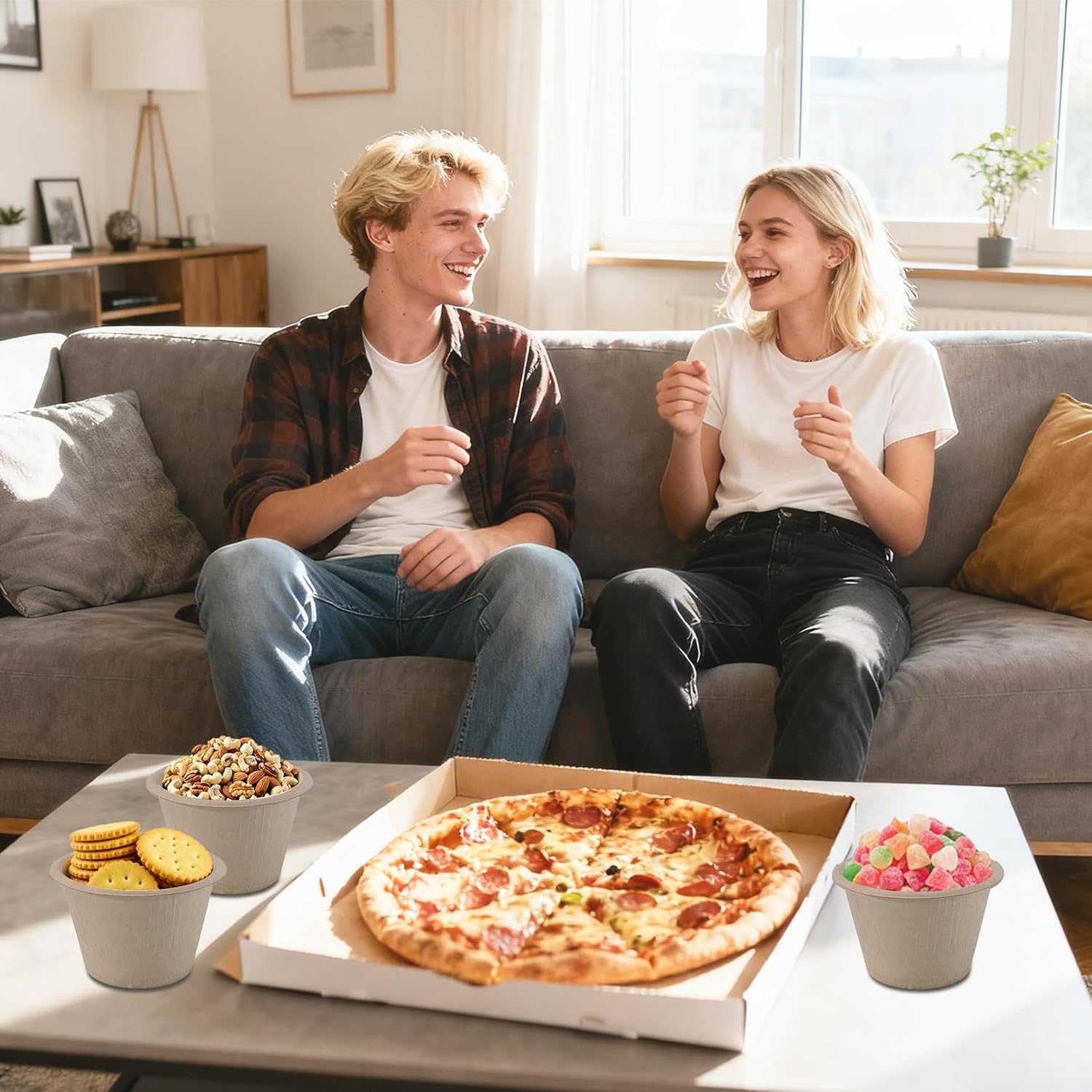 100 Pack Compostable Portion Cups, 4 oz Bagasse Fiber Souffle Cups, Disposable Paper Bowls, Biodegradable Condiment Cup, Food Sample Cup for Sauce, Snack, Ice Cream, Honey (Natural) - Image 6