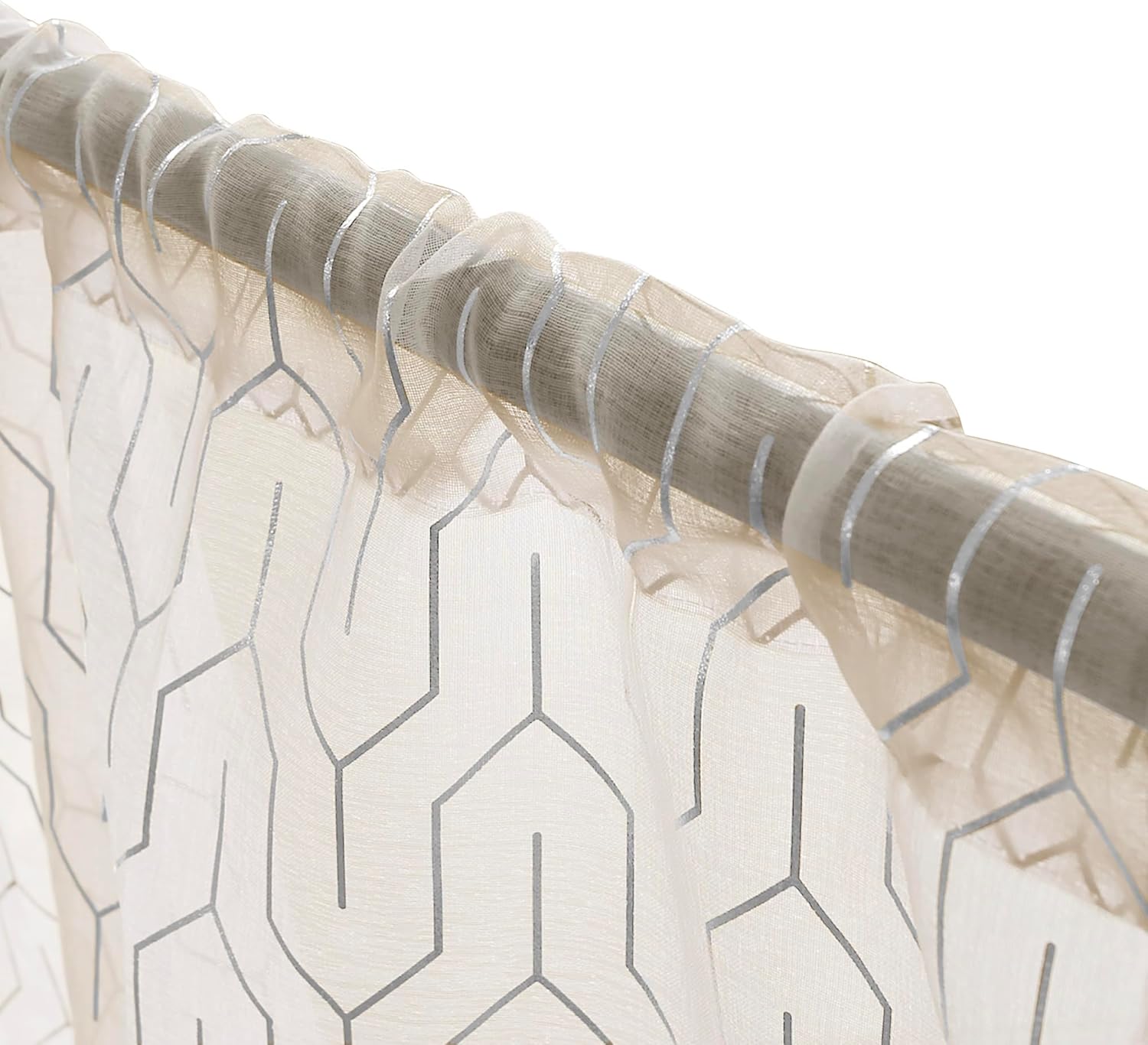 Superior Sheer Curtains, Curtains Perfect for Natural Light, Trellis Window Accents, Modern Contemporary Decor, Cormac Collection, Set of 2 Panels, 6 Grommets, 42" x 108", Ivory