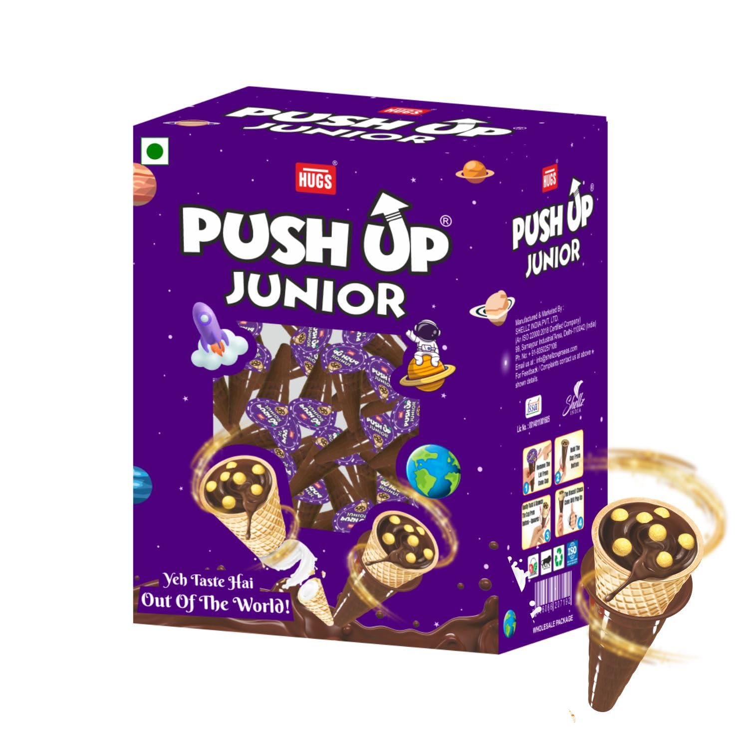 Hugs Push Up Junior Chocolate Wafer Cones | Delicious Choco Snacks for Kids & Parties | Perfect Treats for Birthdays, Celebrations, and Everyday Enjoyment (125 pcs in a box) (B0D7S58GCP) Amazon Price History, Amazon Price Tracker