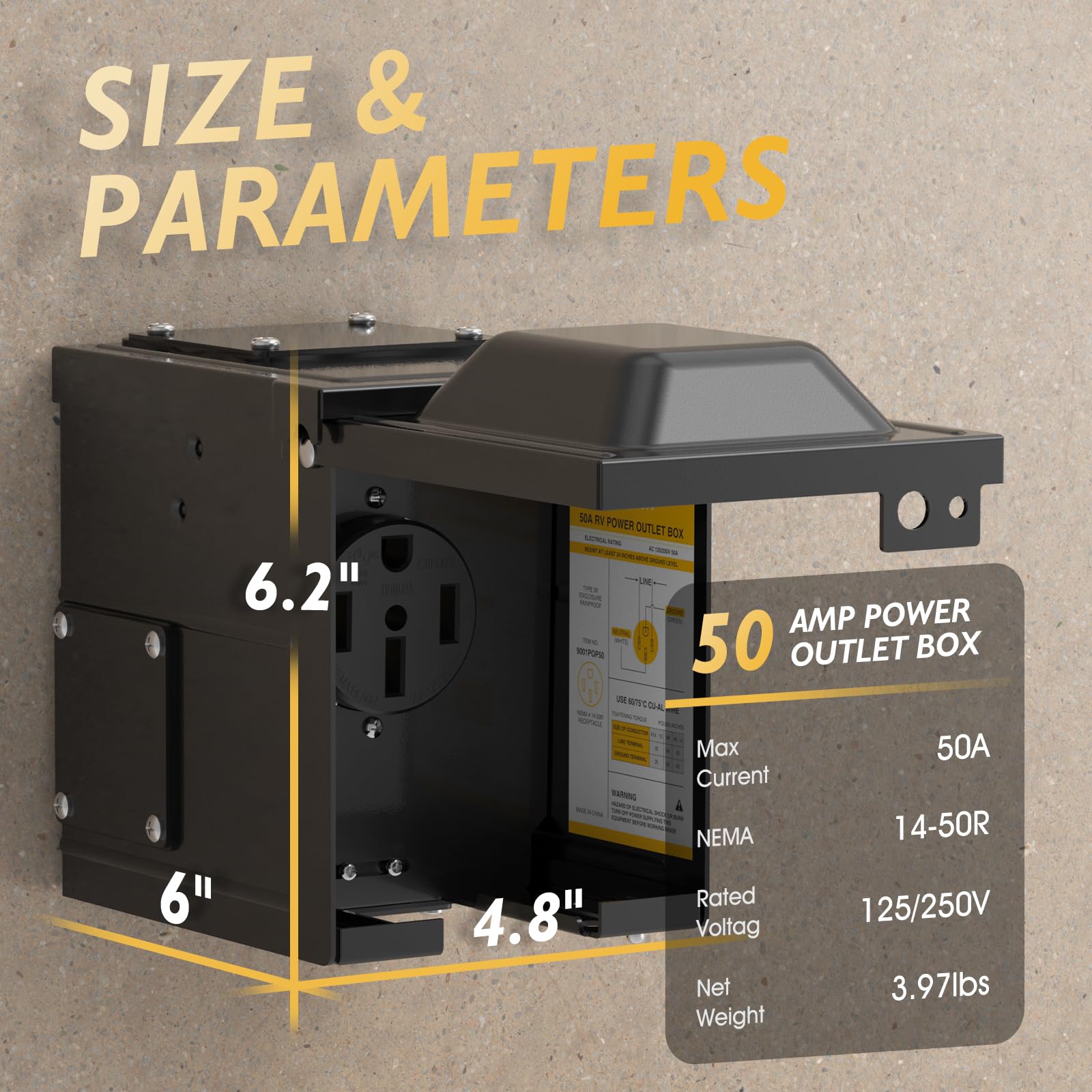 Ev Rv Outlet Box Snapklik.com : NEMA 14-50 Outlet Box, 50 Amp RV Plug, Weatherproof ...