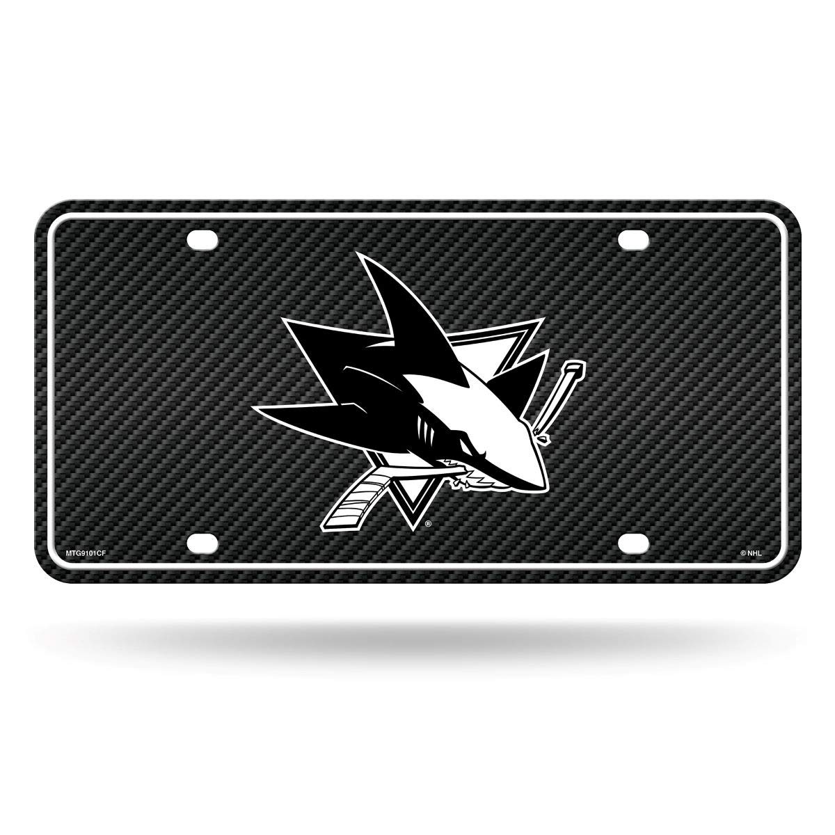 Rico Industries NHL San Jose Sharks Carbon Fiber Metal Auto Tag 8.5" x 11" - Great for Truck/Car/SUV