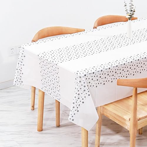 Mantel de plástico desechable, paquete de 5 manteles de 54 x 108 pulgadas, para fiestas, picnic, boda, decorativo, manteles, a prueba de fugas y