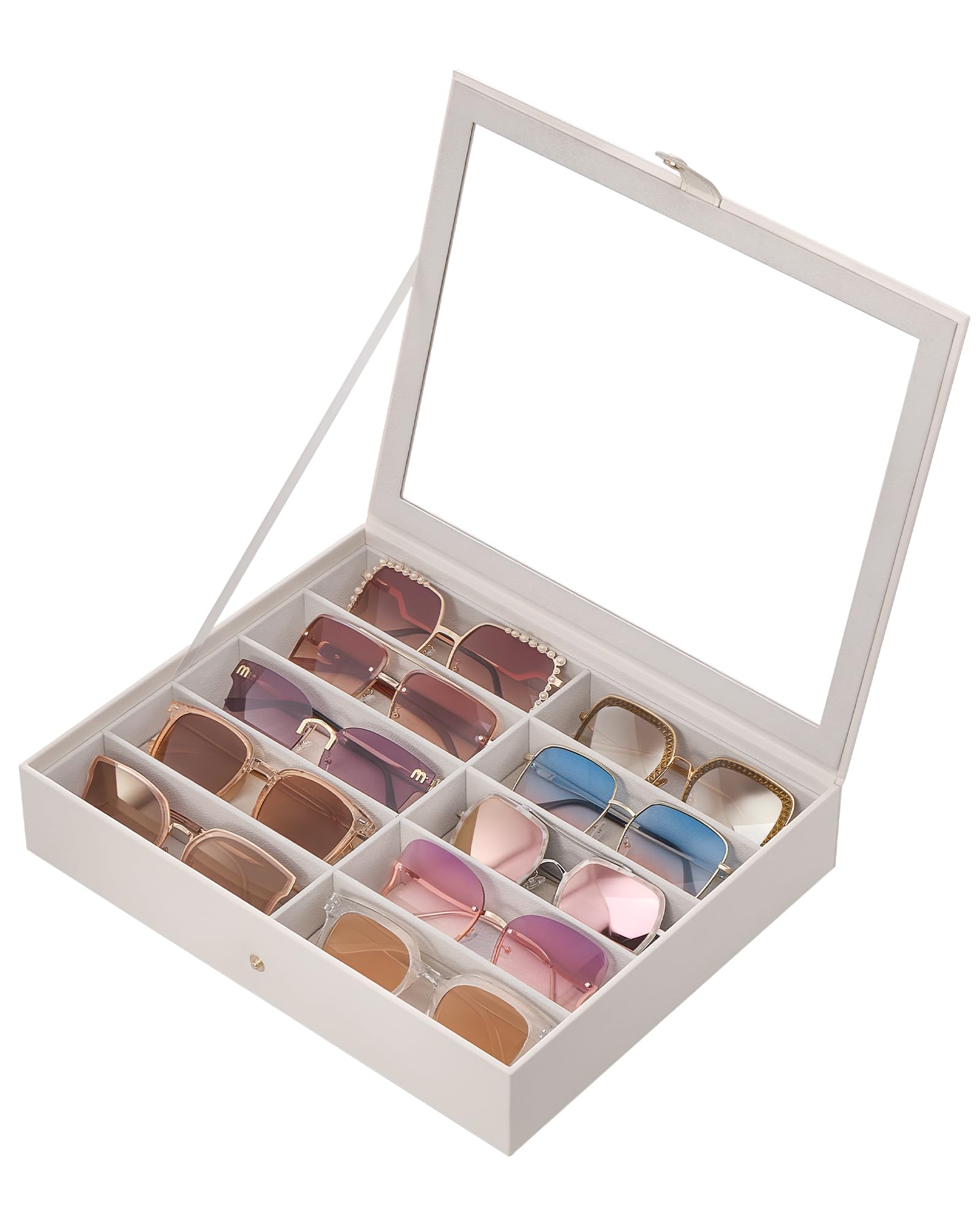 Lolalet Caja organizadora de gafas de sol de 10/20 ranuras, vitrina de gafas para múltiples pares de soportes de colección de gafas