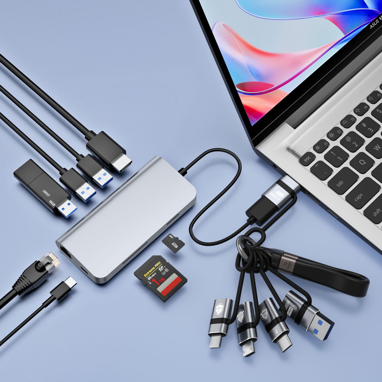 USB A zu USB 3.0 OTG-Adapter, USB C zu Micro-Konverter, IP zu Type-C-Konverter USB C zu IP, Type-C zu USB A OTG 3.0-Adapter. 240 W USB-C-USB-C-Kabel für Schnelllade und Datenübertragung (6)Orange