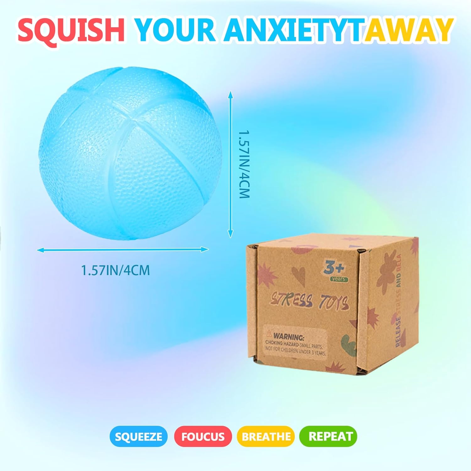 Fidget Toys Stress Balls for Kids & Adults - Squishy Ball Squeeze Toys, Stretchy Squeeze Stress Relief Squishy Ball for Anxiety/Therapy/Classroom, Squishy Toys Sensory Toys(Blue Basketball)