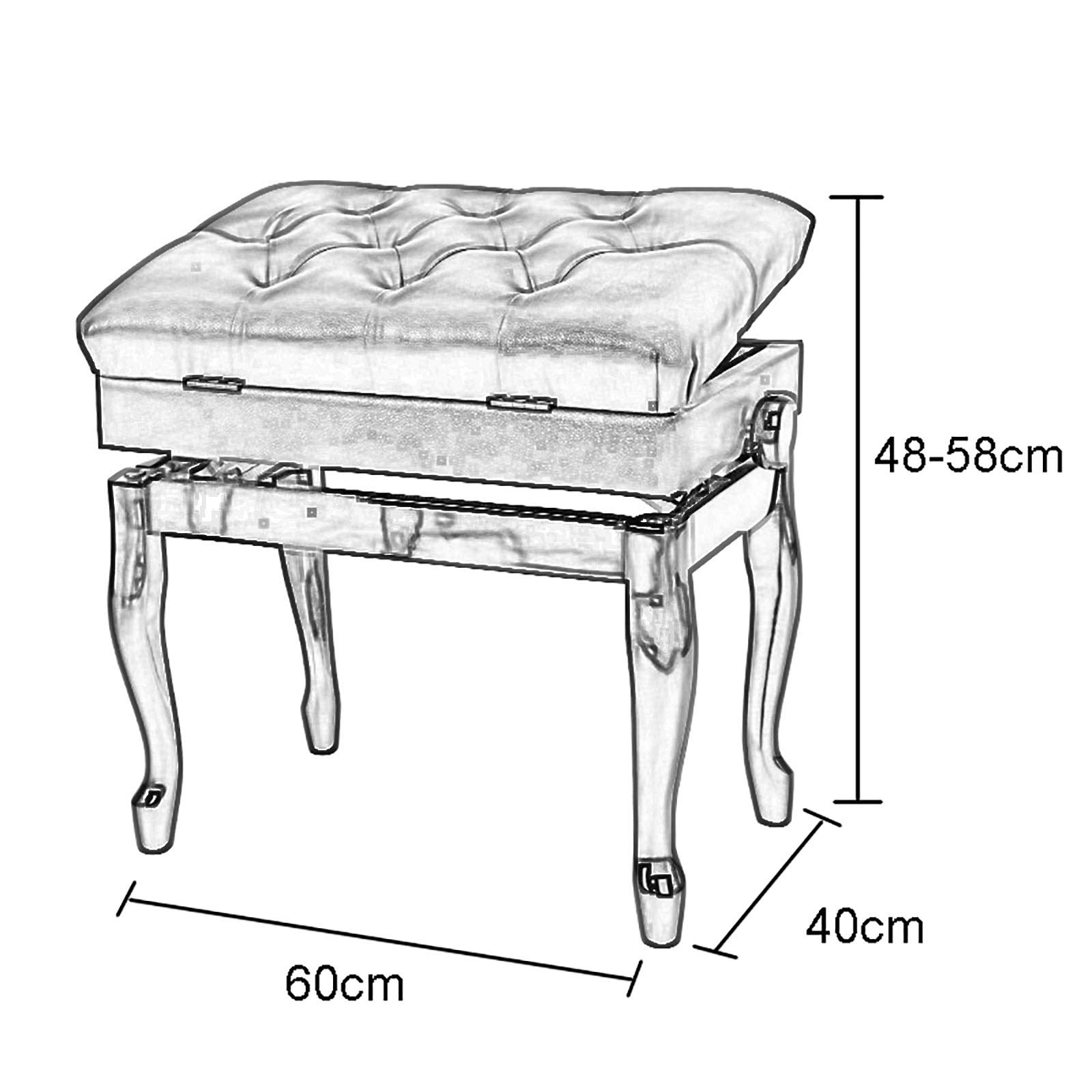 Höhenverstellbare Klavierbank Hocker mit Stauraum, weiße Holzstruktur, Einzelsitzer, Klavierhocker für Schminktisch, automatische Hebefunktion