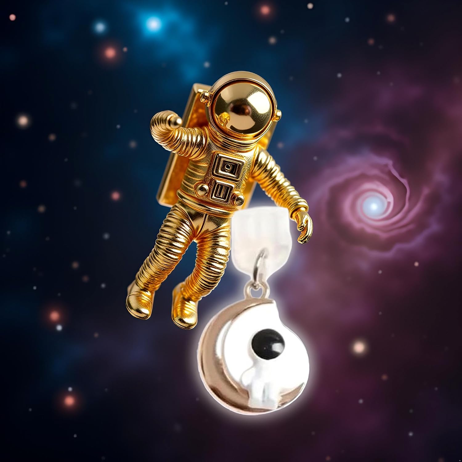 Gold Cute Astronaut Dust Plug Charm Cute Charge Port Anti Dust Plug USB Type C Plug for Earphone Jack Stopper Cap Accessories, Anti-Dust Plugs