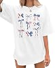 USA Flag T Shirts for Women 4th July American Star Stripes Bows Retro Patriotic Oversized Short Sleeve T-Shirt