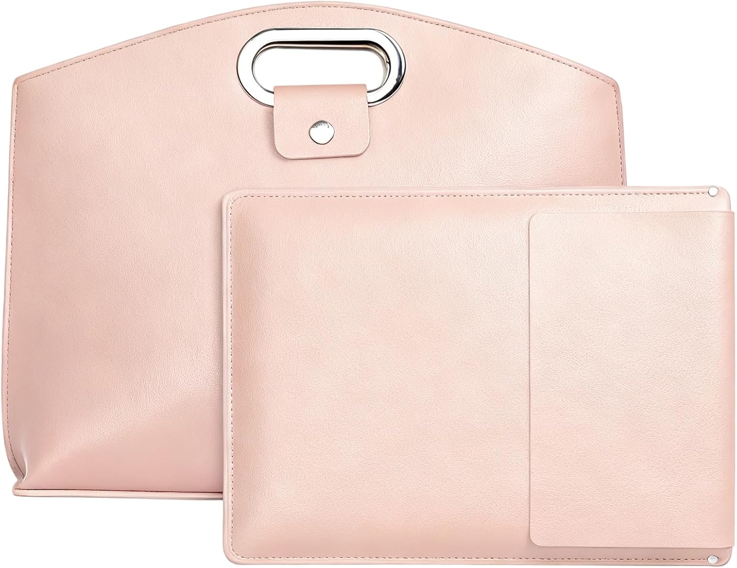PU Leather 2-in-1 Laptop Sleeve&Pouch Set with Metallic Handle, Waterproof 14-16Inch Laptop Briefcase for Work Travel