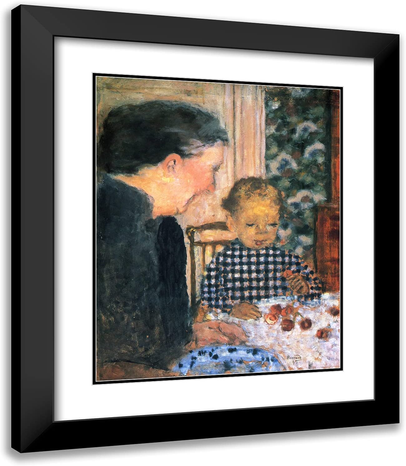 ArtDirect Bonnard, Pierre 20x23 Black Modern Framed Art Print Titled: Child Eating Cherries