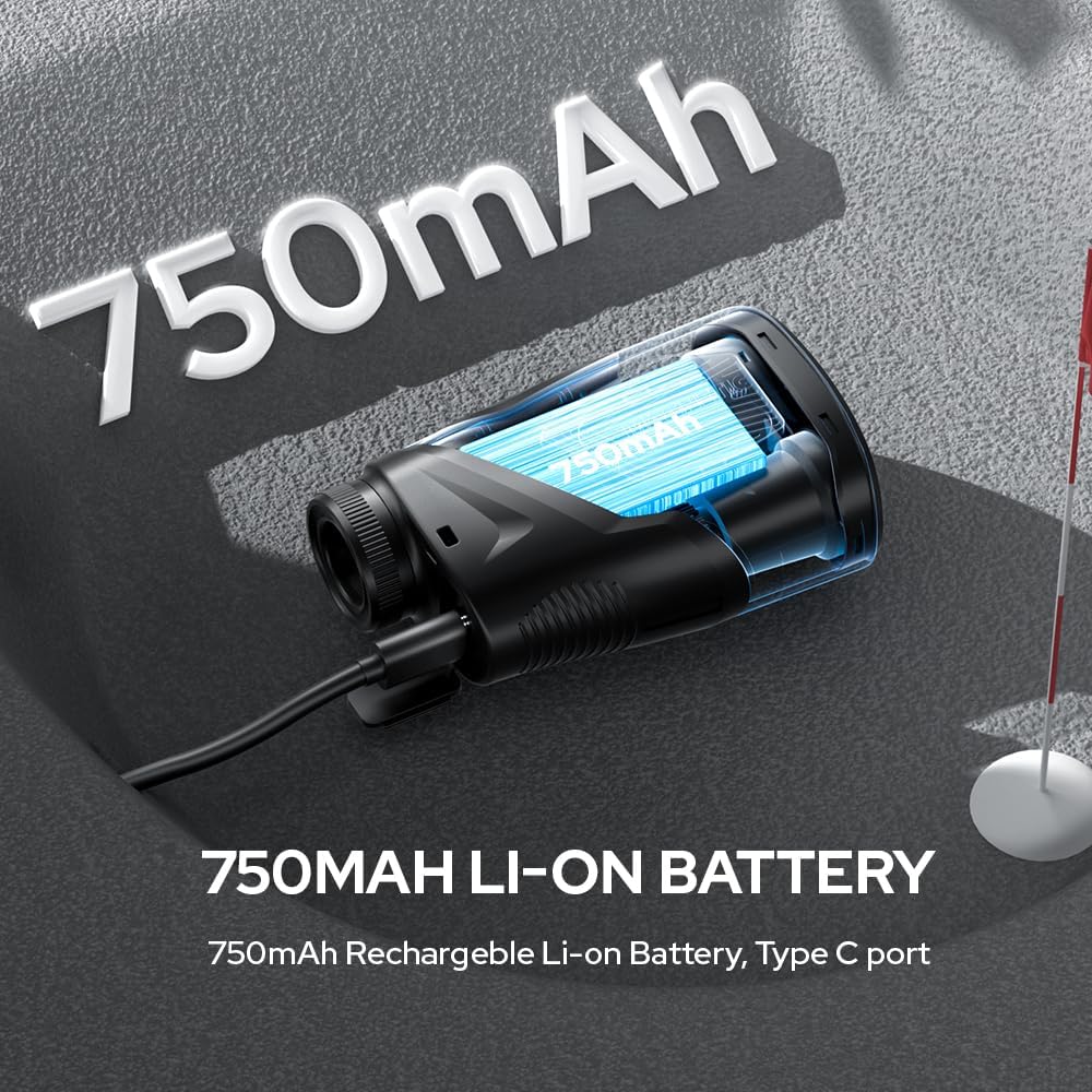 Golf Rangefinder with Slope and Pin Flagpole Lock Vibration, 1200 Yards Range Finder, External Slope Switch, Golf Tournament Legal, Rechargeable Battery, Magnetic Stripe, 6X Magnification-Blue