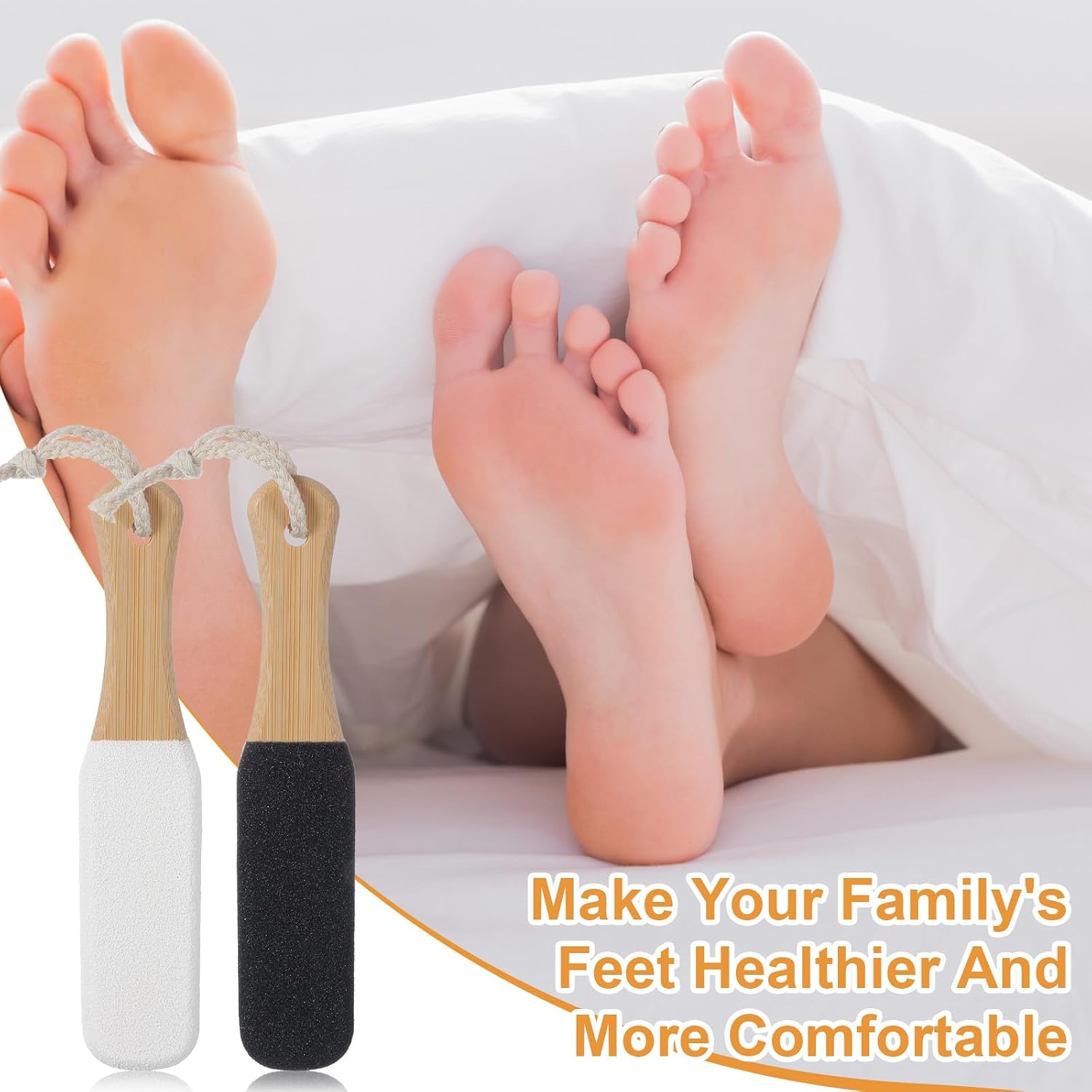 2PCS Foot Pumice Stone for Feet with Handle, Feet Scrubber Dead Skin, Foot Callus Remover, Foot File for Dry Rough and Cracked Heels