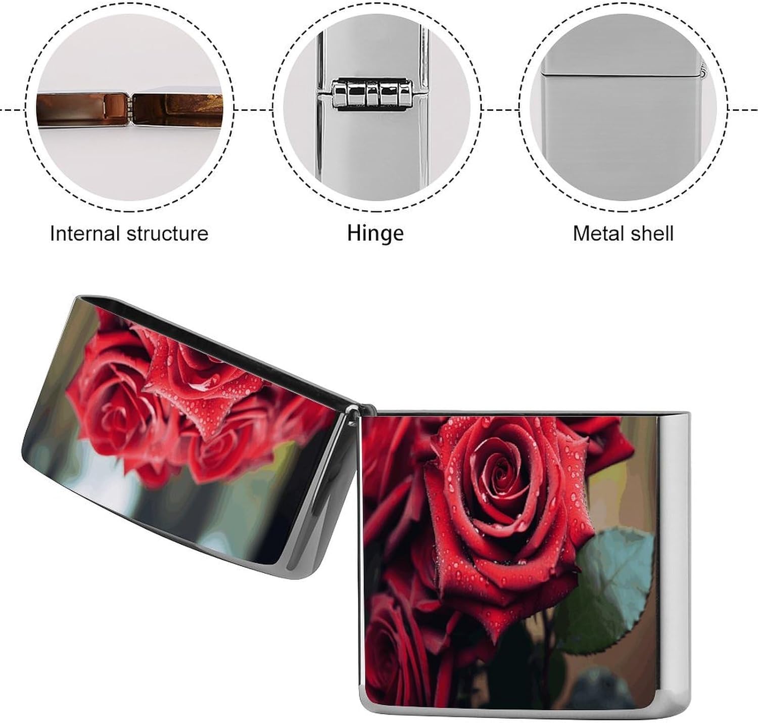 Beautiful Red Rose Lighter Case Cover Lighter Shell