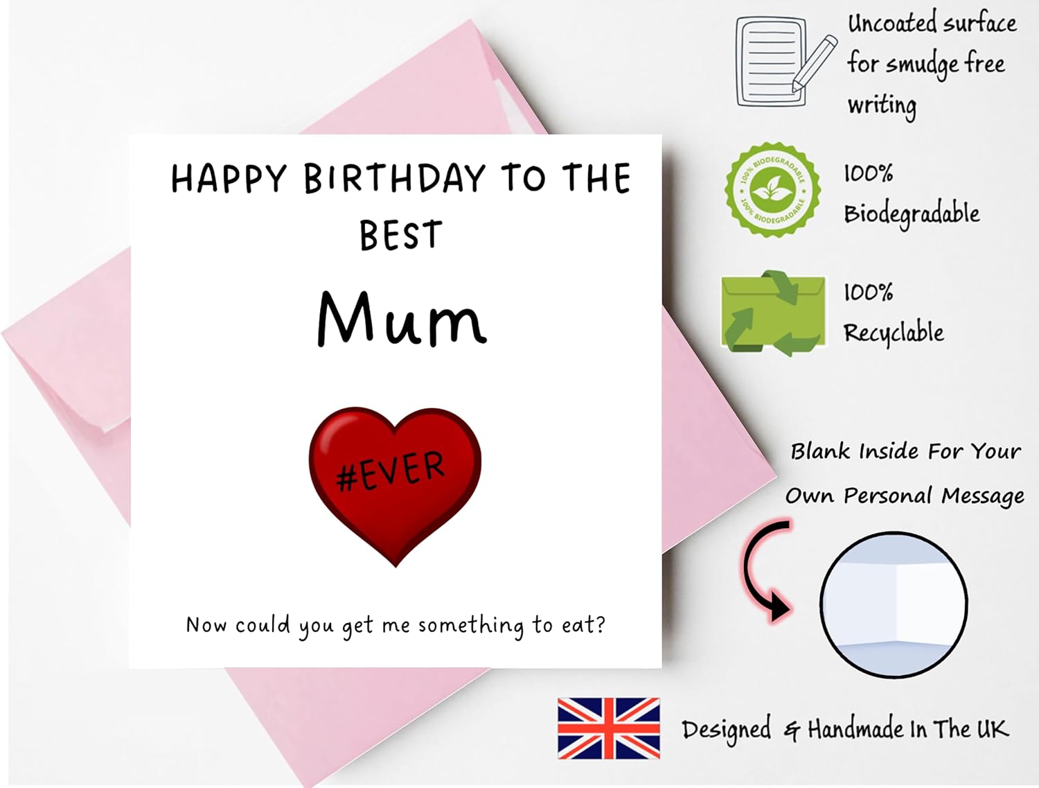 Printperfect - Birthday Cards For Mum – Best Mum Ever – Birthday Card From Daughter Son, Happy Birthday, Birthday Cards 150mm x 150mm - View 8