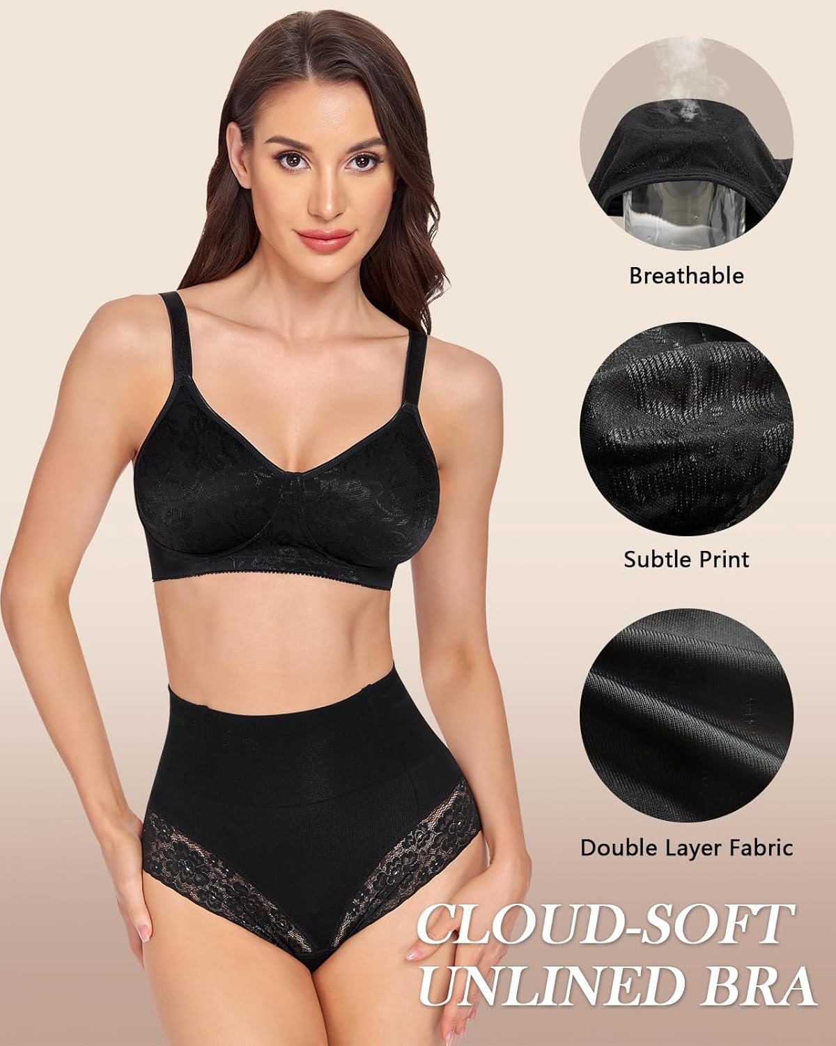 WOWENY Wireless Lace Bras for Women Full Coverage Bra with Support Seamless Unlined Bras Comfortable Wirefree Non Padded Bra - Image 5