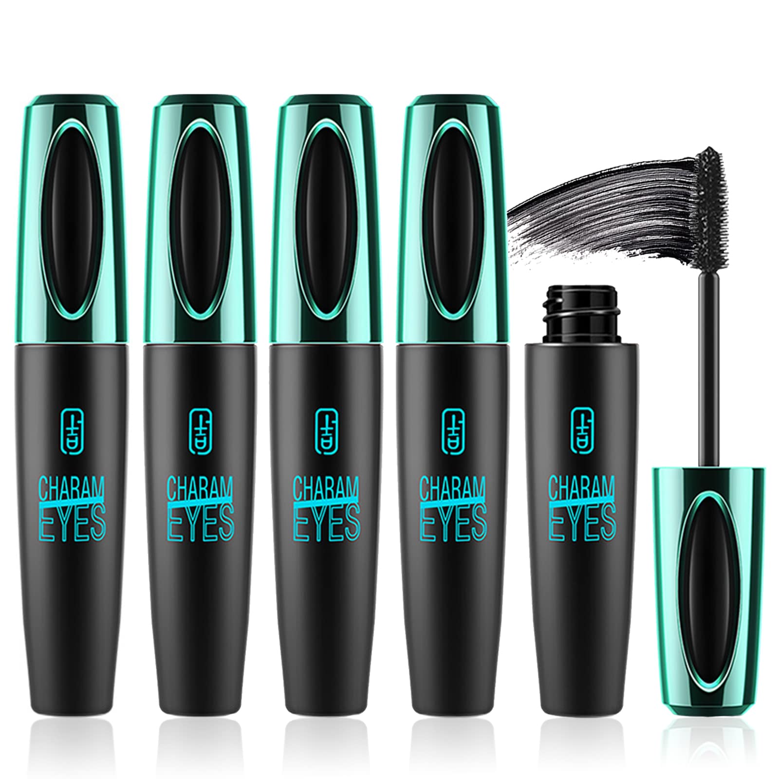 4 Pack 4D Silk Fibers Lashes Mascara,Waterproof Smudge-proof Thickening Mascara,Exquisitely Full,Thickening Softer Fuller Lashes,Long-Lasting No Flaking Natural No Clumping,All Day Exquisitely Full