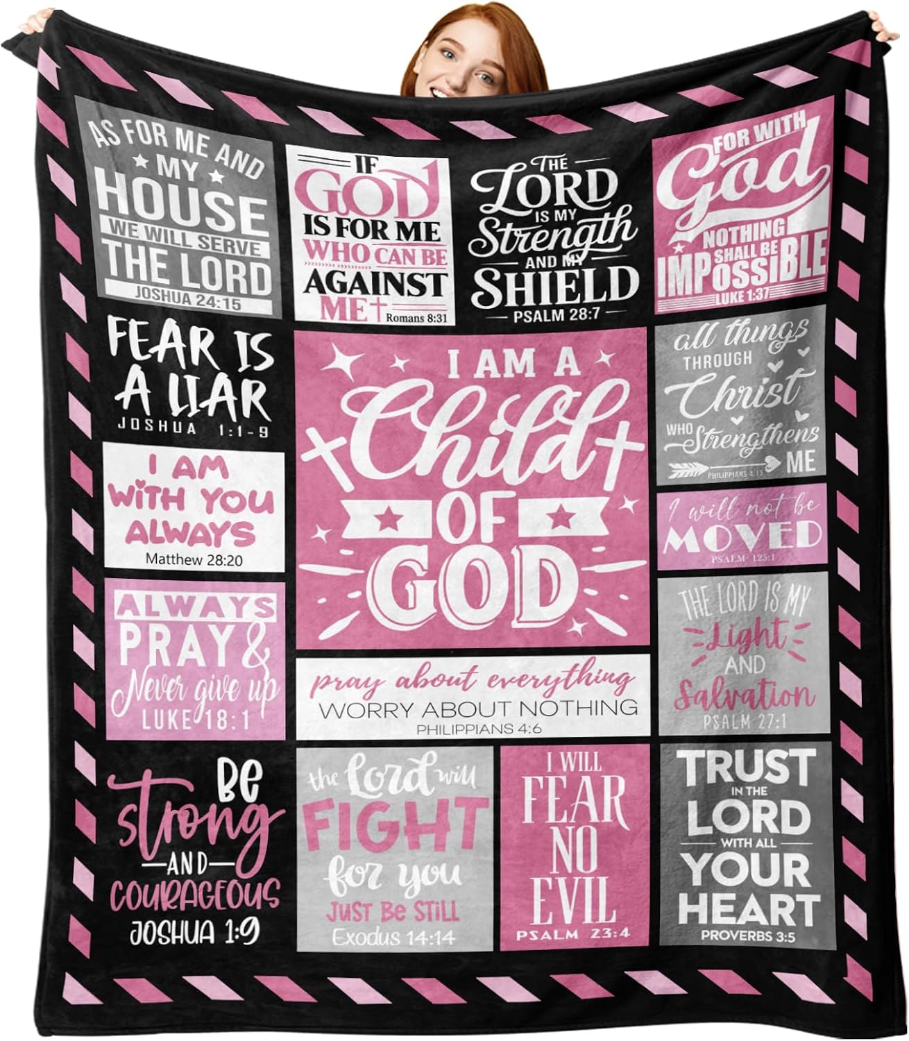 Zzkol Christian Gifts for Women Flannel Throw Blanket, Religious Inspirational I Am a Child of God Birthday Christmas Faith Gift Ideas, Bible Verse Soft Blankets Present for Girls Daughter Mom 50"x60"