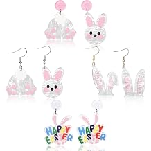 4 Pairs Cute Easter Bunny Earrings for Women Trendy Easter Basket Rabbit Dangle Drop Earrings Set Party Jewelry Gifts