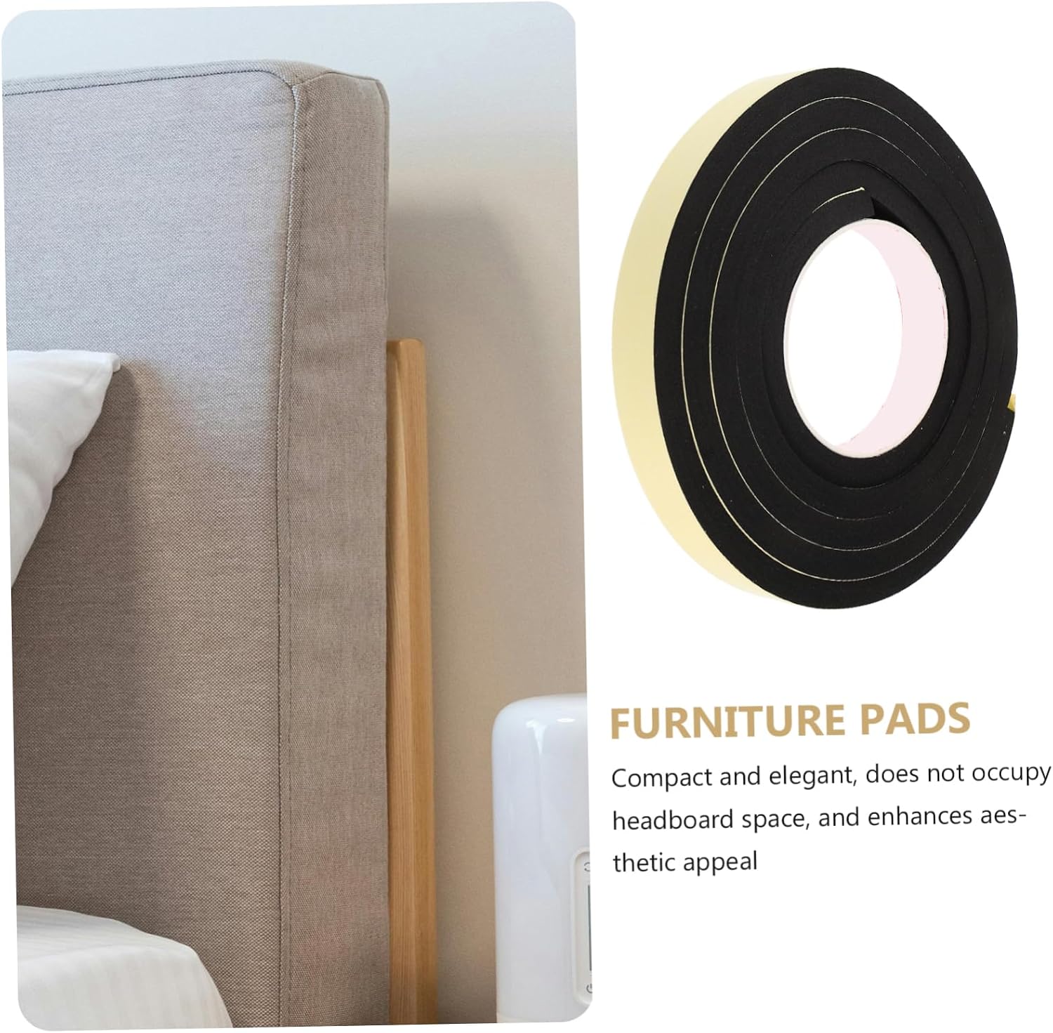 Unomor Bed Headboard Stopper Foam Wall Protector Self-Adhesive - Cushion Soundproof Pads for Bed Frames and Sofas Easy Installation Wide Longmm Thick