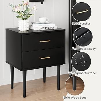 Amazon.com: Smart FENDE 26 inch Tall Black Nightstand with 2