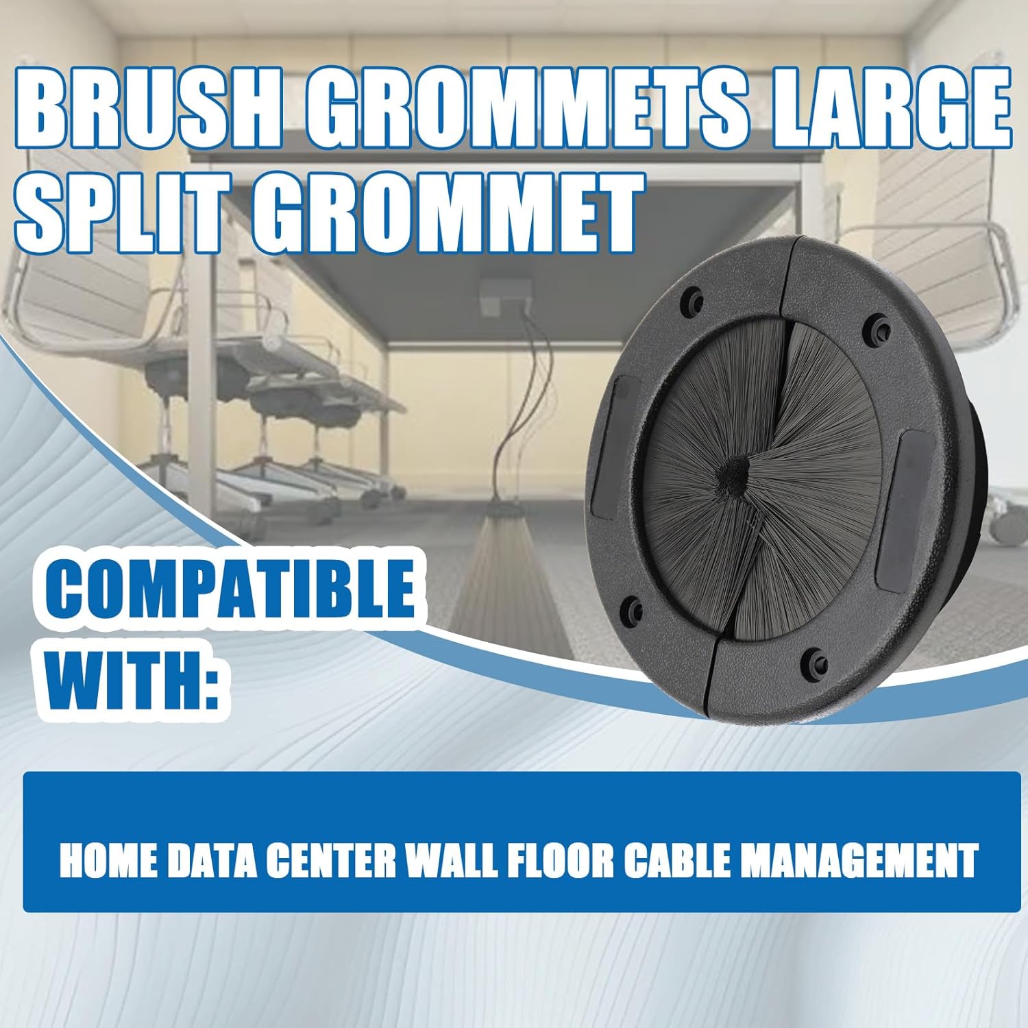 2Pack 4" Round Brush Grommet Specifically Designed for Raised Floor Airflow Management Suitable for Home Data Center Aall Ceiling and Floor Cable Management