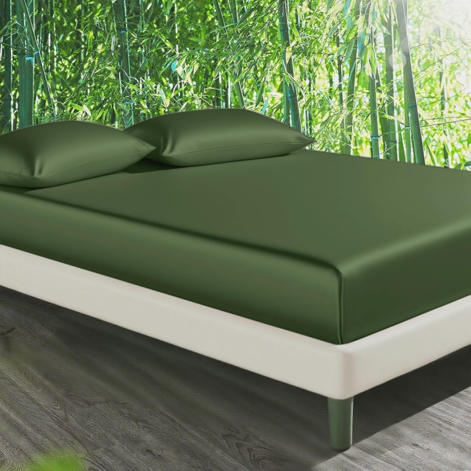 Gezu - Sábana bajera de bambú (180 x 200 cm, 30 cm, sábana de cama Lyocell de seda lisa, transpirable, para colchón grueso, tejido antiácaro, hipoalergénico de alta calidad y duradero, lavable a