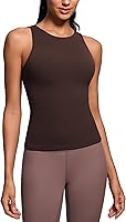 CRZ YOGA Butterluxe Racerback Tank Top for Women - Padded High Neck Yoga Shirt with Built-in Bra, Ultra Soft & Stretchy