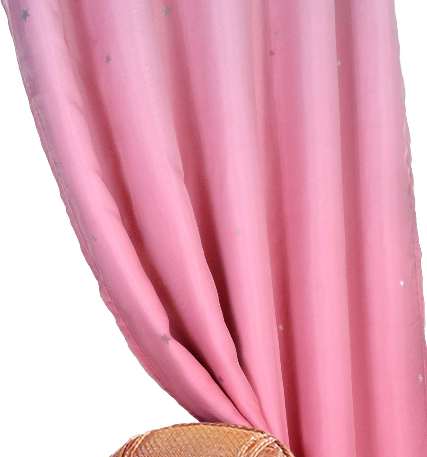 ABREEZE Star Curtains Ombre Blackout Curtains for Girls Bedroom Kids Room Decor Light Blocking Voile Overlay Princess Star Hollowed Curtain Mix and Match Window Curtains (1 Panel,59 x 63 inch,Pink)