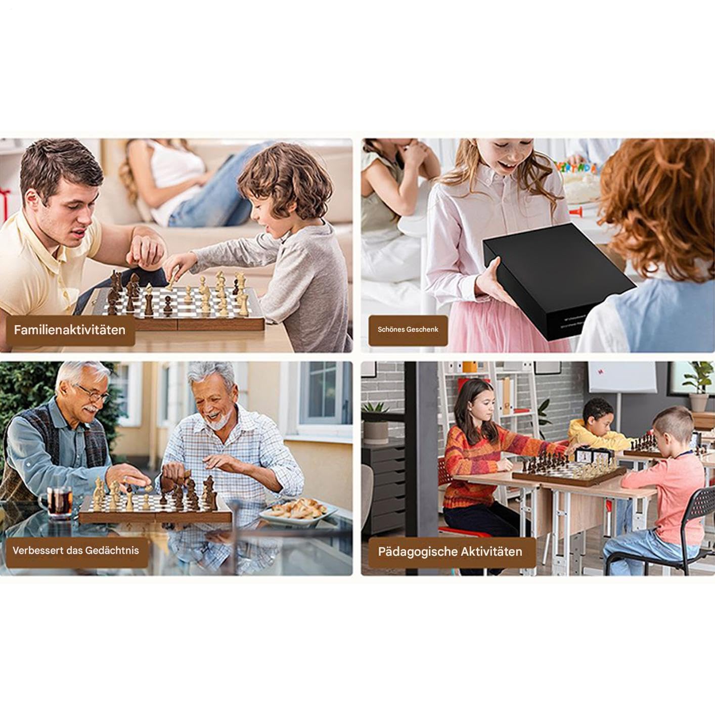 Schachbrett Mit Klappbarem Design Magnetisches Holz Schachbrett Spielset | Interaktives Spielzeug Für Outdoor Party Park Zuhause Autoreise Wohnzimmertisch Wartezimmer Familienabend