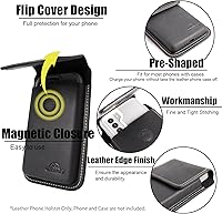 Vista 4 de Topstache Funda de cuero para teléfono celular con clip para cinturón, soporte para teléfono celular con tapa para iPhone 17/16/15/14/13/12 - Funda