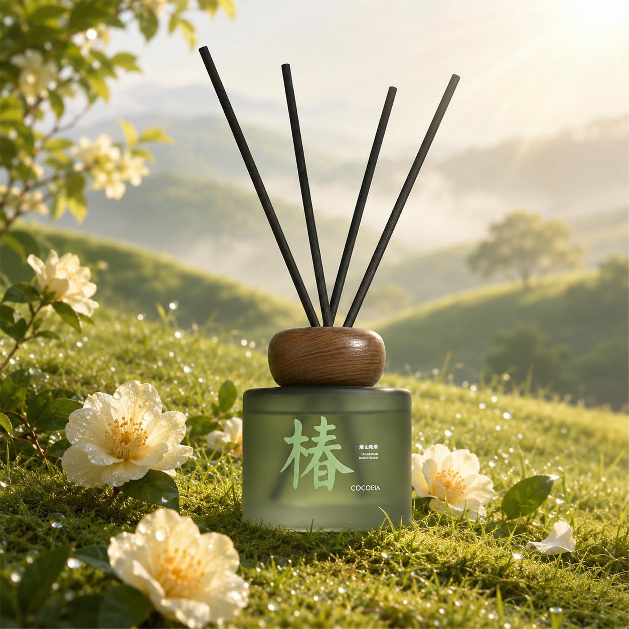 Dawn Camellia Grove Amalfi Lemon & Mint Reed Diffuser, 5.9 Fl Oz – Fresh Citrus Home Fragrance for Up to 90 Days - Reusable, Refillable Glass Holder - Includes 4 Natural Reed Sticks - Flame Free