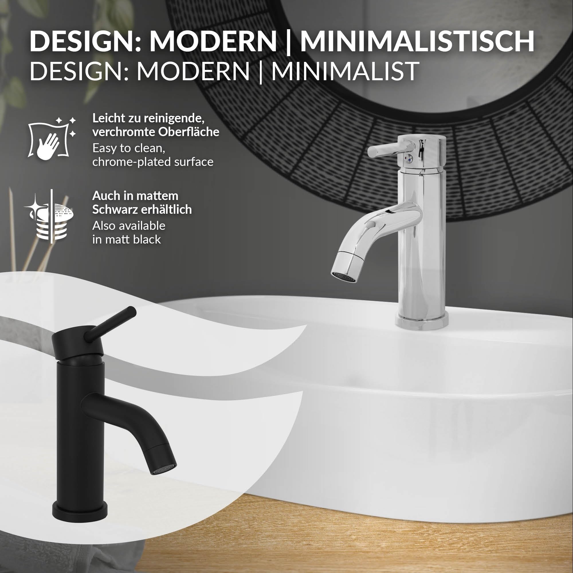LuxeBath Badkamer Wastafelkraan 215x62x335 mm Chroom
