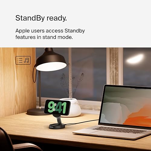 Miniatura 7 de Belkin Soporte de carga magnético convertible de 15 W - Estación de carga inalámbrica con certificación Qi2 compatible con MagSafe, cargador de Negro