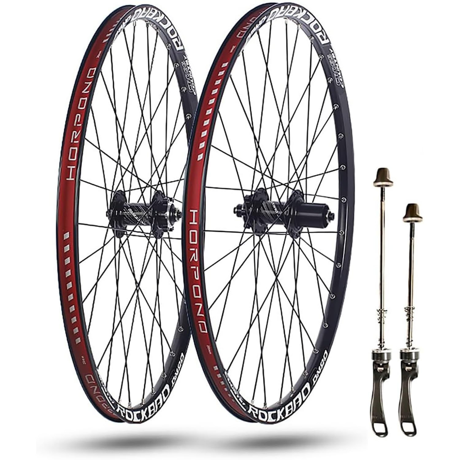 KUNYOS 24'' 26'' 27.5'' 29'' Bike Wheelset for Mountain Bike Quick Release Front Rear Wheels Double Layer Rims Disc Brake 32H Hubs for 7-11 Speed,Black,27.5inch