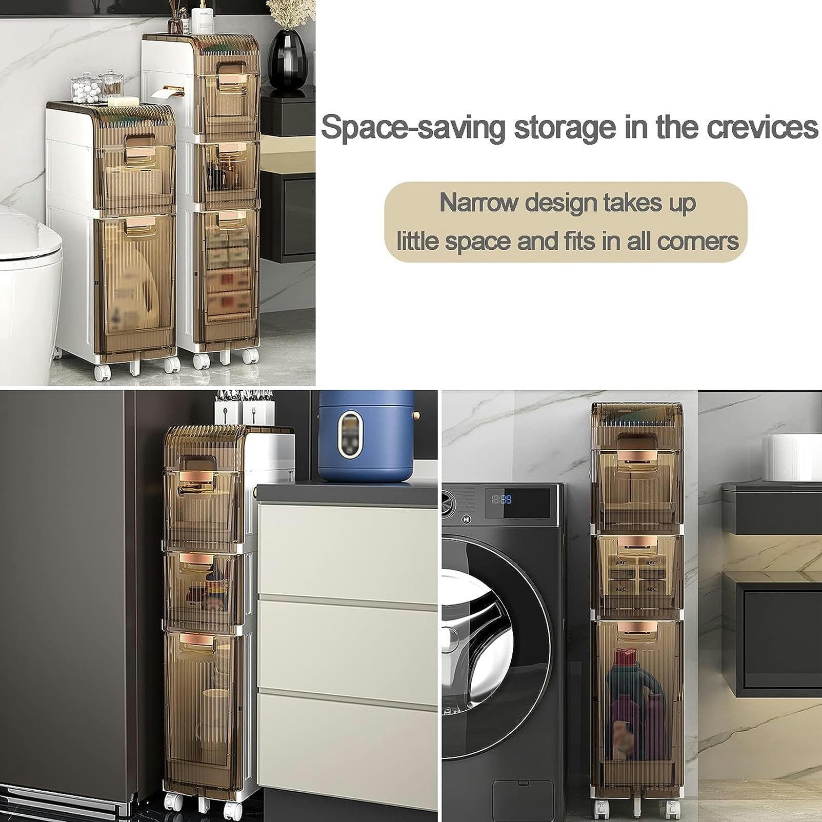 Cajones de almacenamiento apilables, gabinete de almacenamiento para El piso del baño, gabinete pequeño y Estrecho con estantes deslizantes, gabinete de almacenamiento la