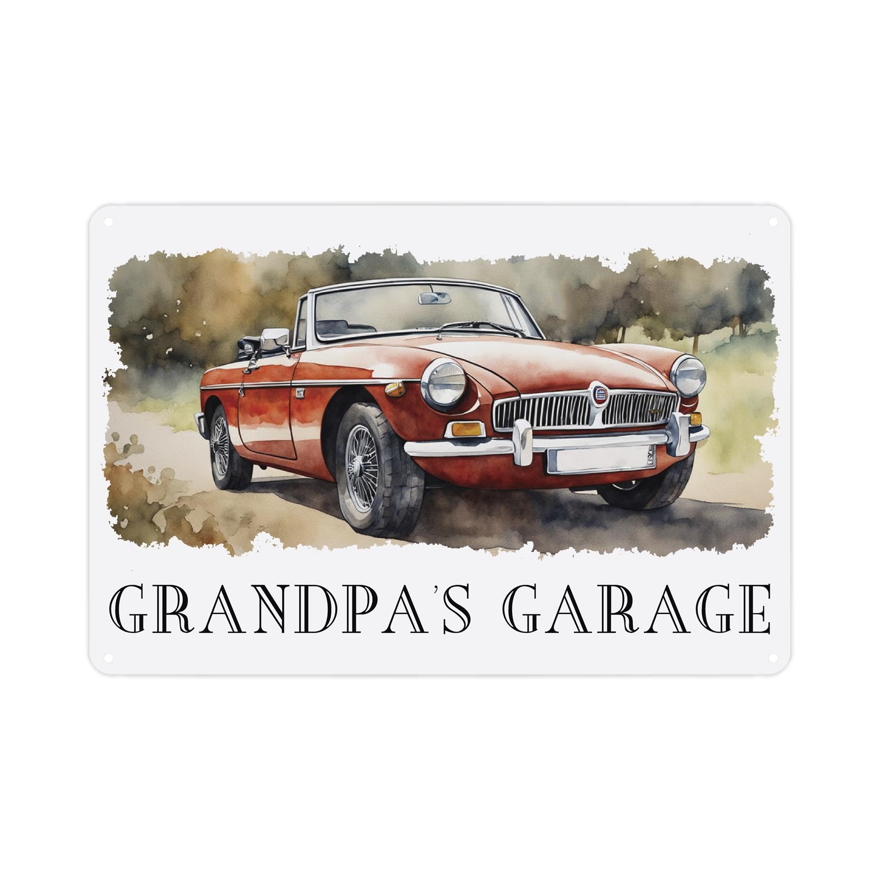 Purely Home Red Grandpas Garage Sign - Vintage Cars Themed Metal Plaque Garage/Man Cave Gifts For Fathers Day - Wall Decor 28Cm X 20Cm